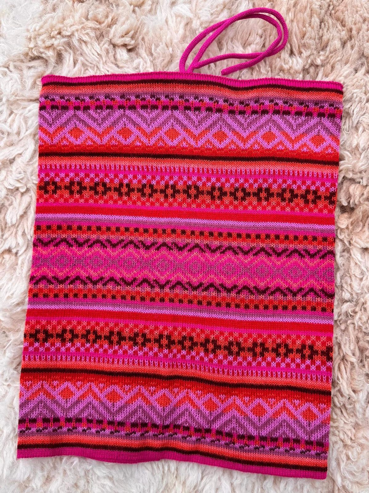 Red & Orange Baby Alpaca Fair Isle Snood & Slouch Hat, photo 4