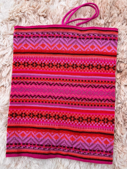 Red & Orange Baby Alpaca Fair Isle Snood & Slouch Hat, photo 4