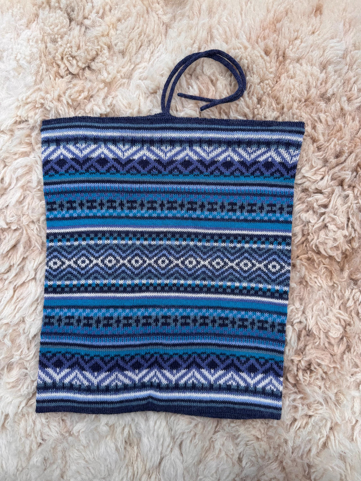 Blue & Green Baby Alpaca Fair Isle Snood & Slouch Hat, photo 5