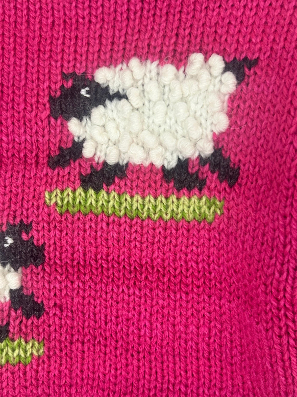 Hot Pink Sheep Hand-Embroidered Alpaca Kids Jumper, photo 3