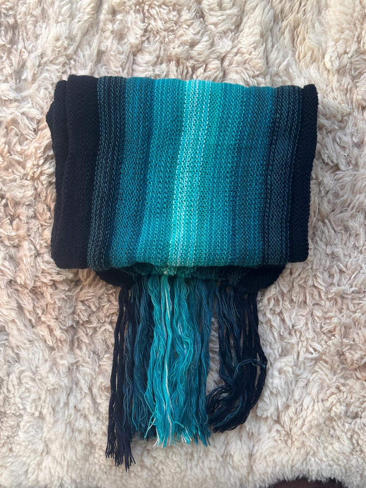 Blue Ombre Stripe Alpaca Blend Scarf