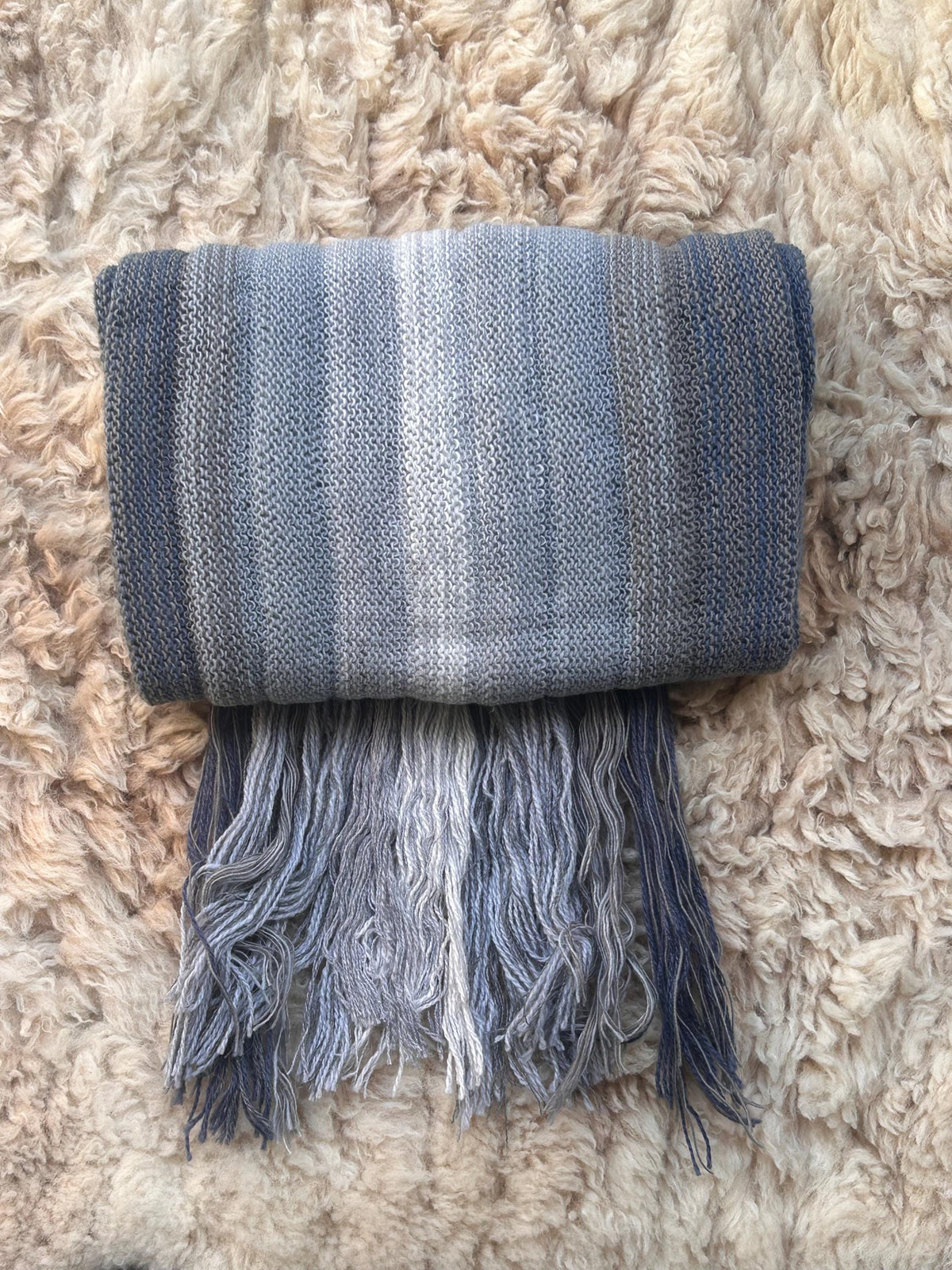 Grey Ombre Stripe Alpaca Blend Scarf, photo 3