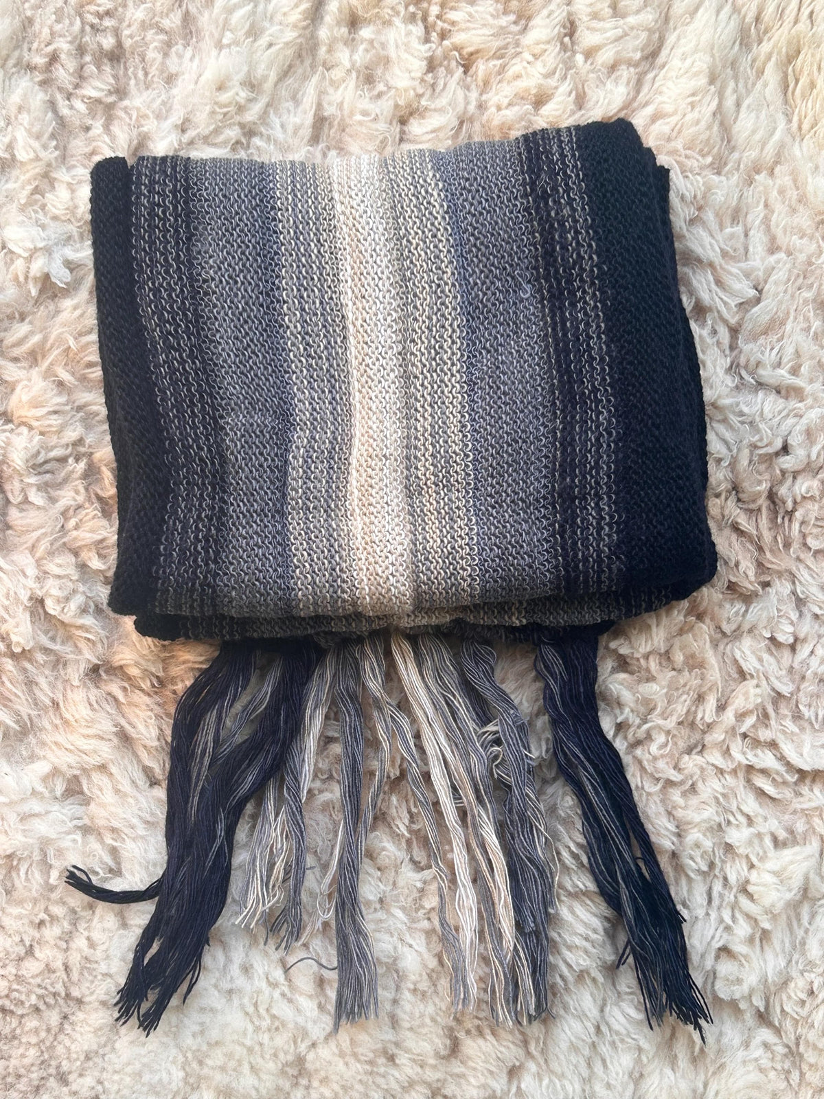 Grey Ombre Stripe Alpaca Blend Scarf, photo 4
