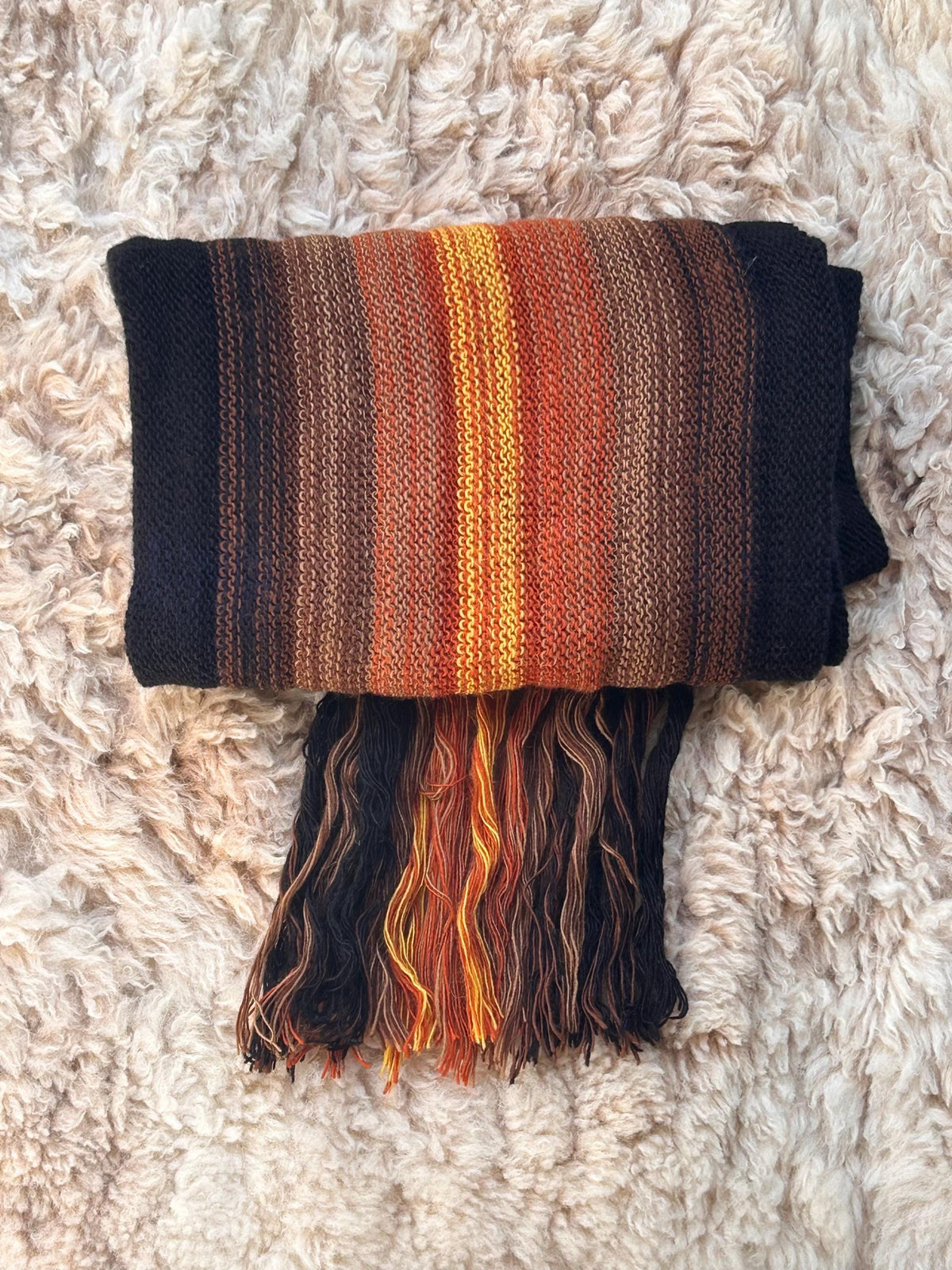 Autumn Tones Ombre Stripe Alpaca Blend Scarf, photo 6