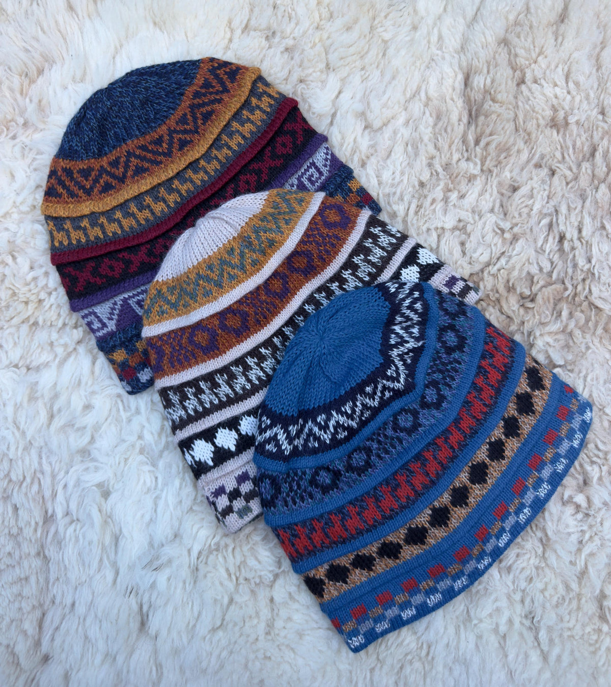 Camel Reversible Llama Fair Isle Alpaca Beanie, photo 2