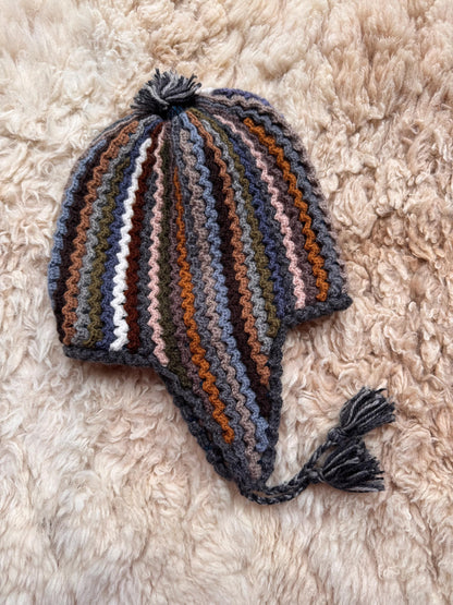 Zigzag Stripe Alpaca Chullo Hat - Earth Tones, photo 4