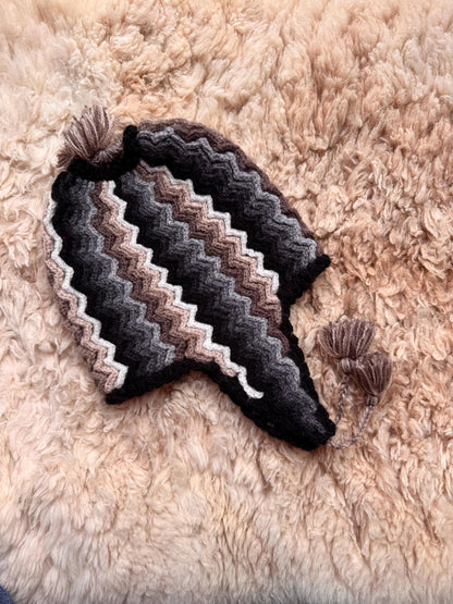 Zigzag Stripe Alpaca Chullo Hat - Earth Tones, photo 3