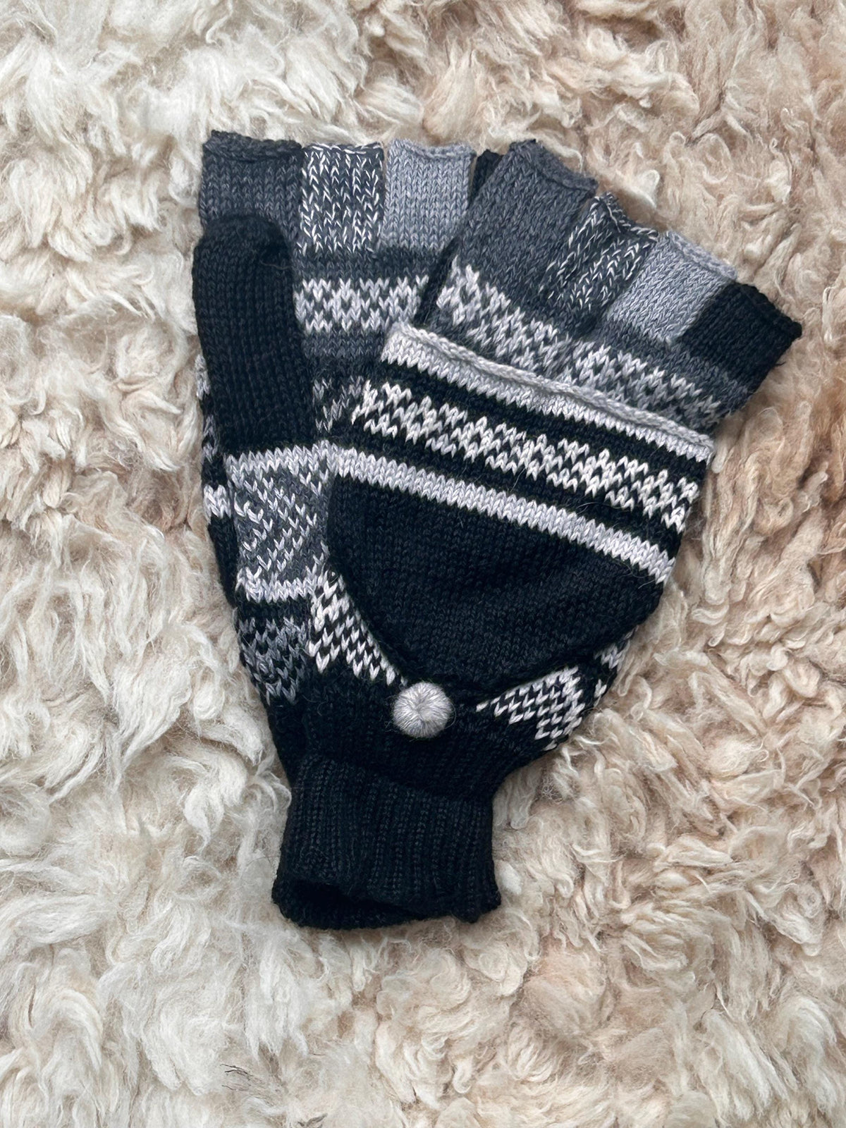Hot Pink & Neutrals Fair Isle Convertible Alpaca Mittens, photo 4