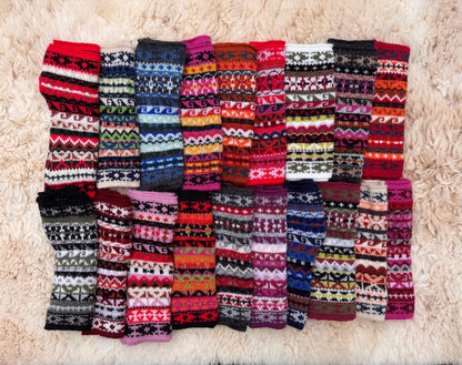 Peruvian Striped Alpaca Fingerless Gloves - Choose Your Colour