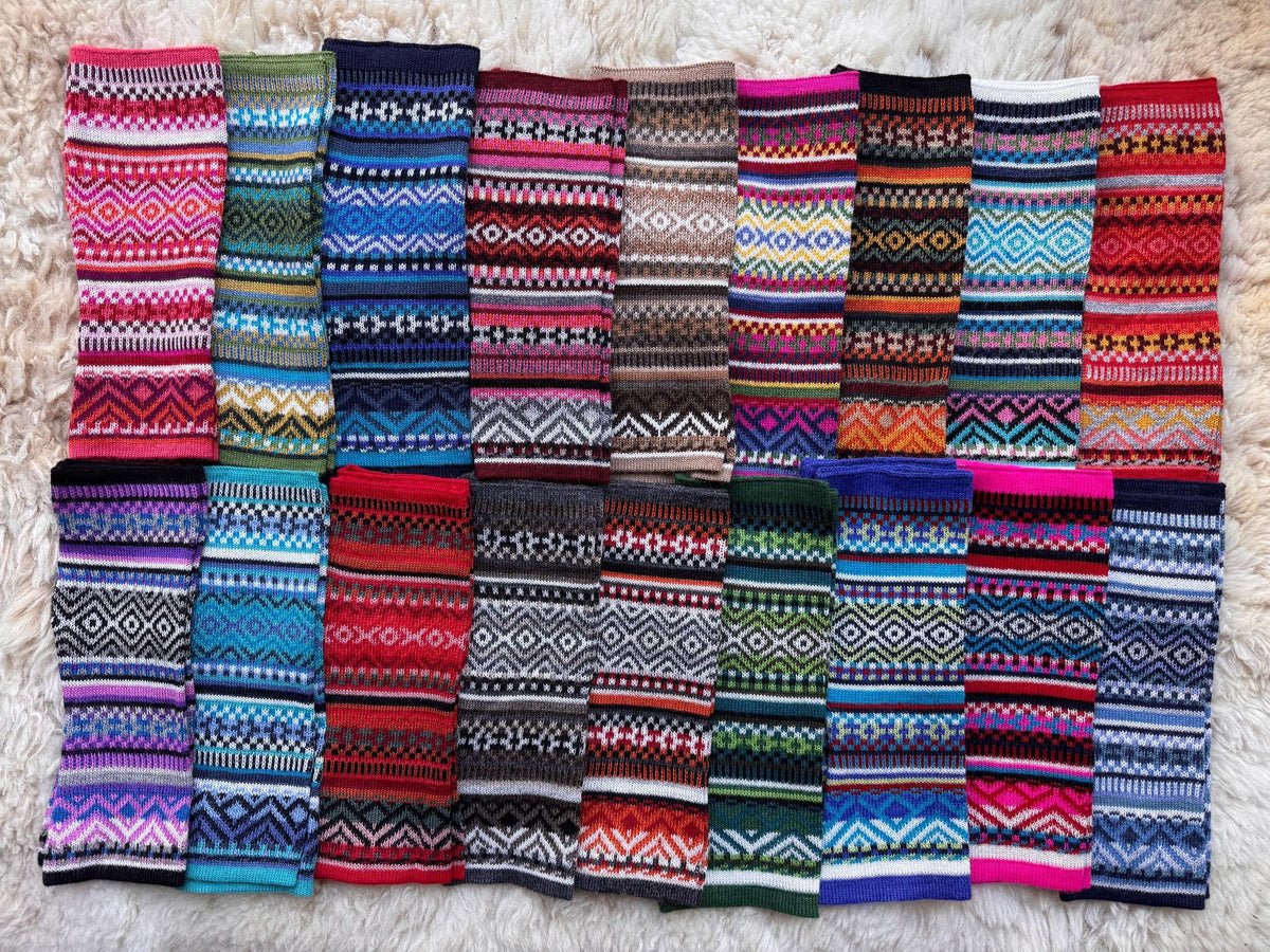Fair Isle Baby Alpaca Fingerless Gloves - Choose Your Colour