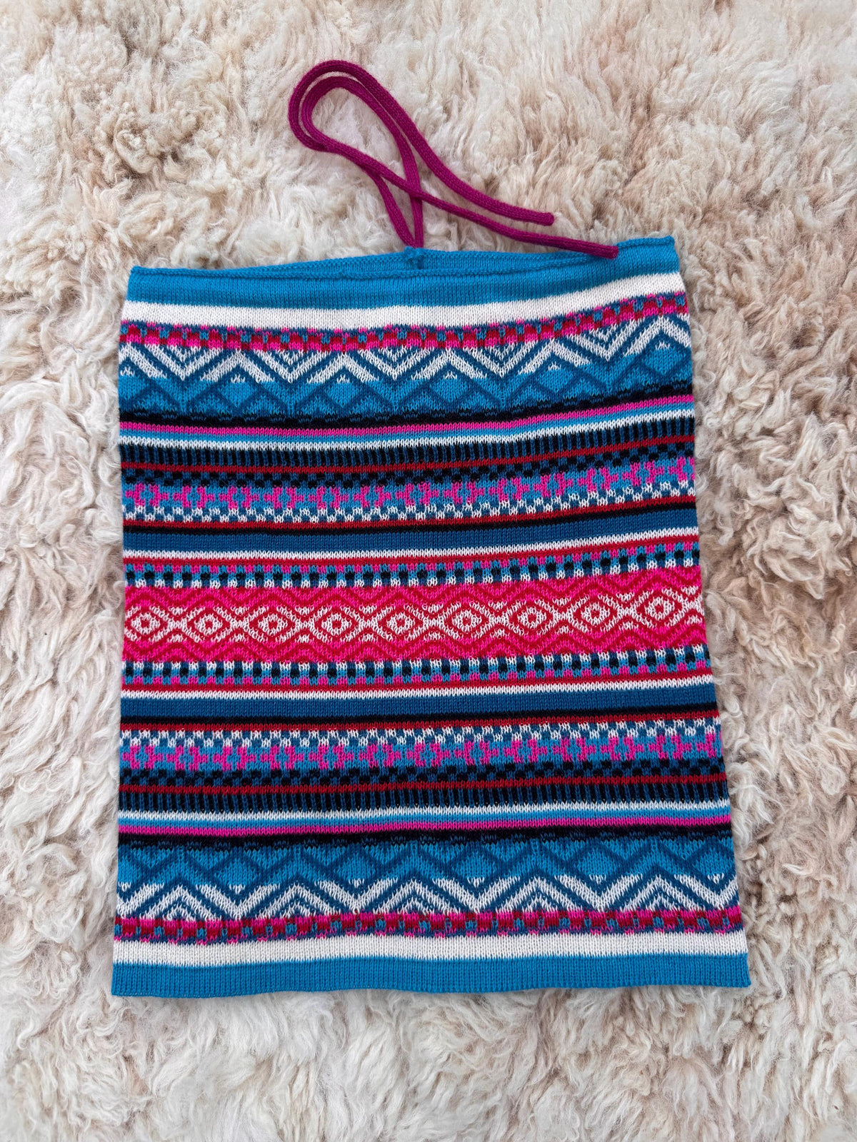 Blue & Green Baby Alpaca Fair Isle Snood & Slouch Hat, photo 3