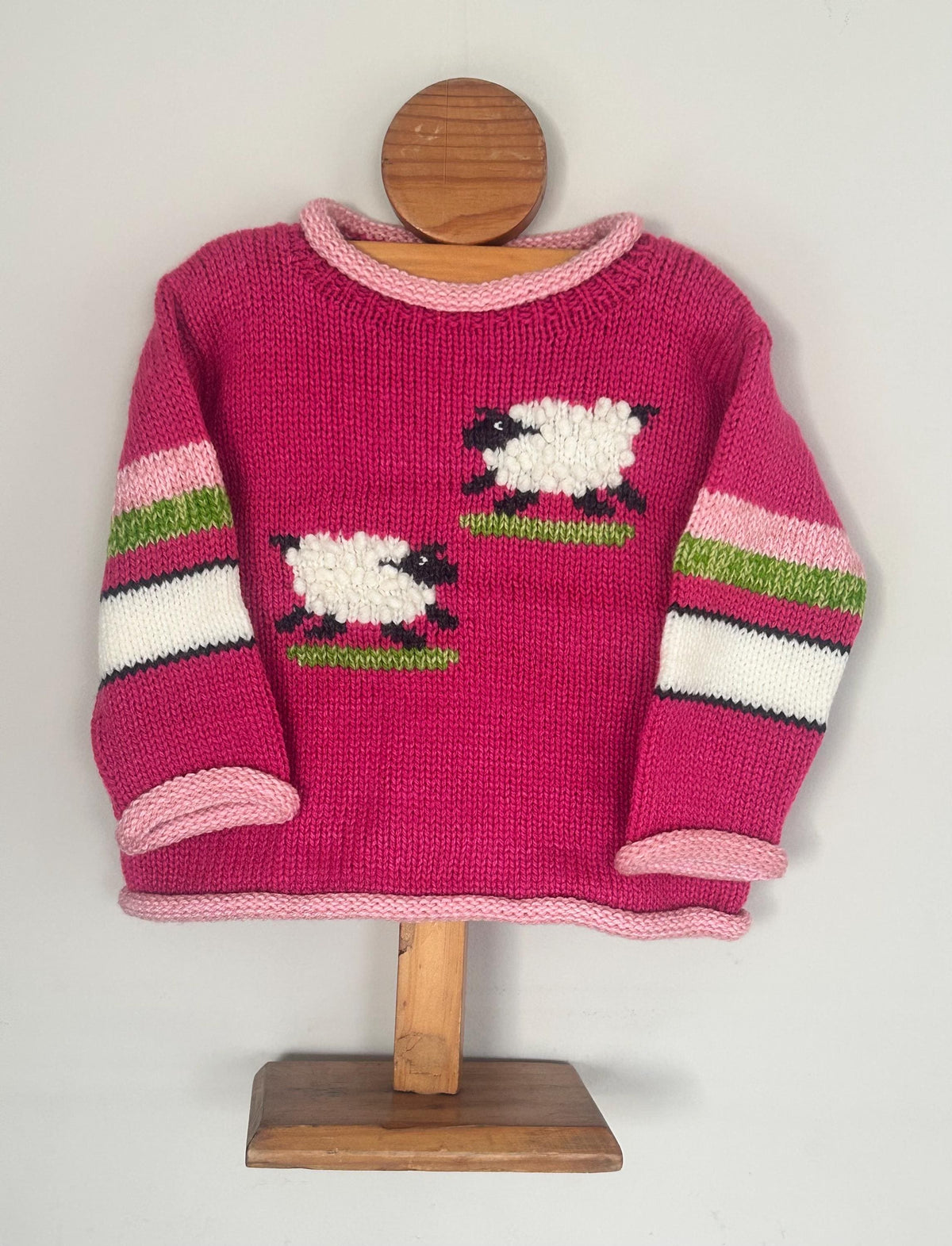 Hot Pink Sheep Hand-Embroidered Alpaca Kids Jumper, photo 4
