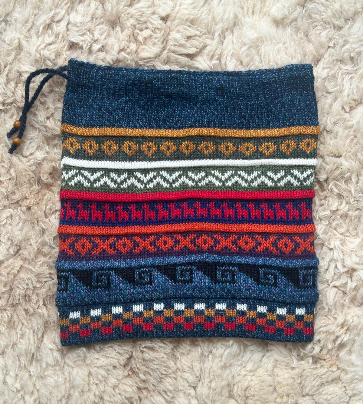 Blue Reversible Alpaca Ski Snood & Slouch Hat, photo 7