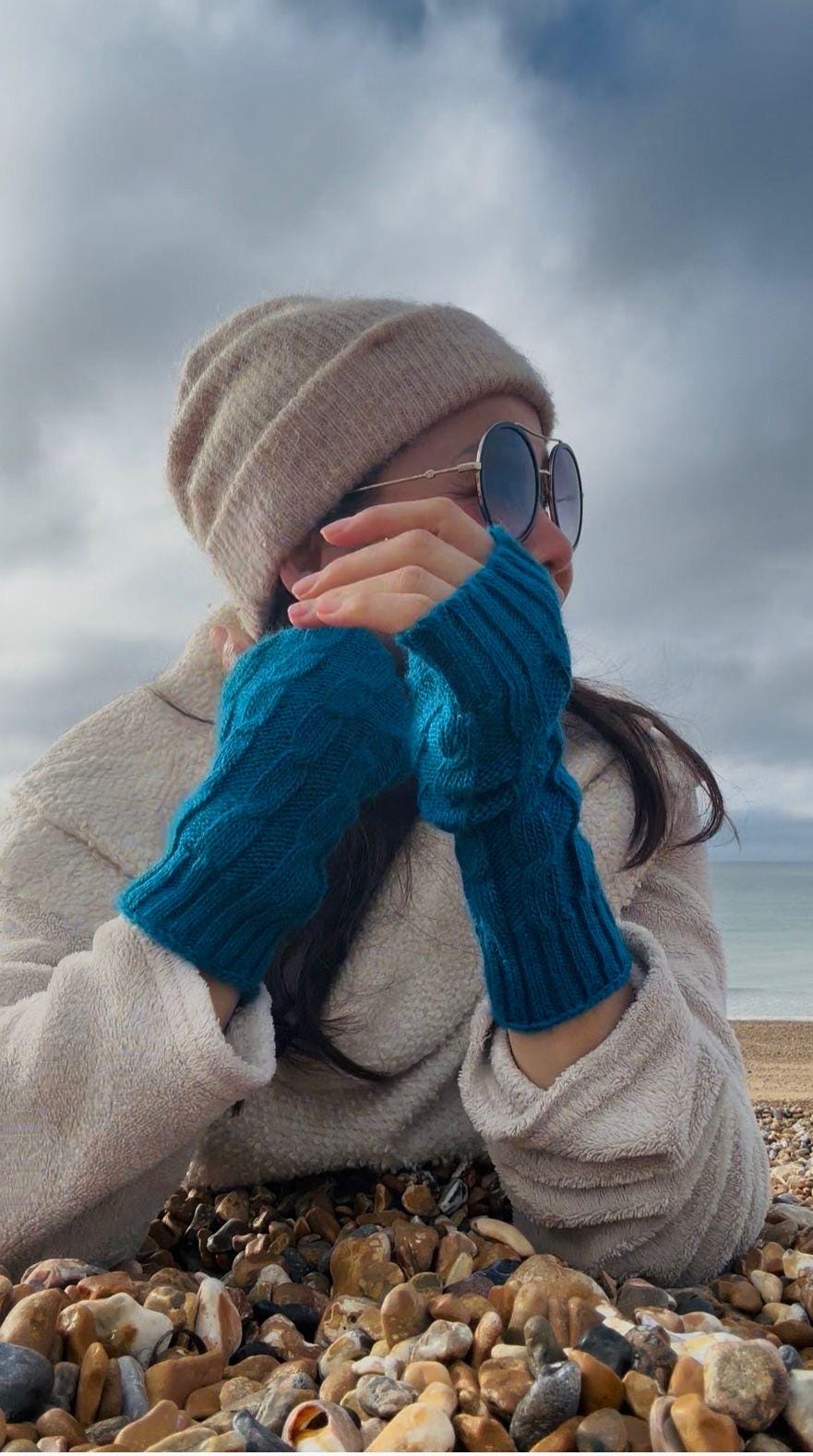 Cable Knit Alpaca Fingerless Gloves - Choose Your Colour, photo 6
