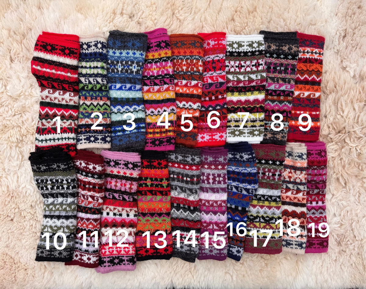 Peruvian Striped Alpaca Fingerless Gloves - Choose Your Colour, photo 3