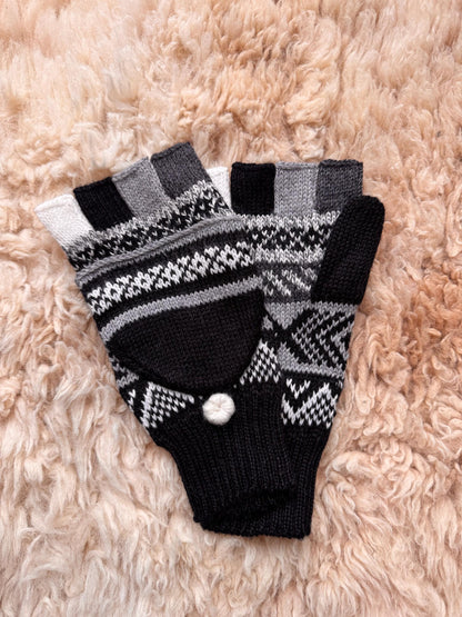 Jewel & Earth Tone Fair Isle Convertible Alpaca Mittens, photo 4