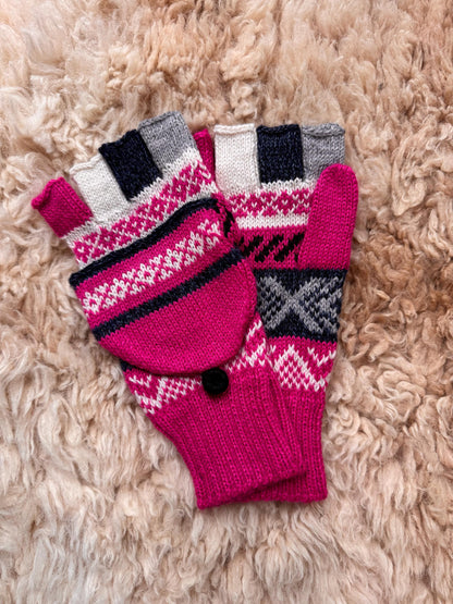 Jewel & Earth Tone Fair Isle Convertible Alpaca Mittens, photo 5