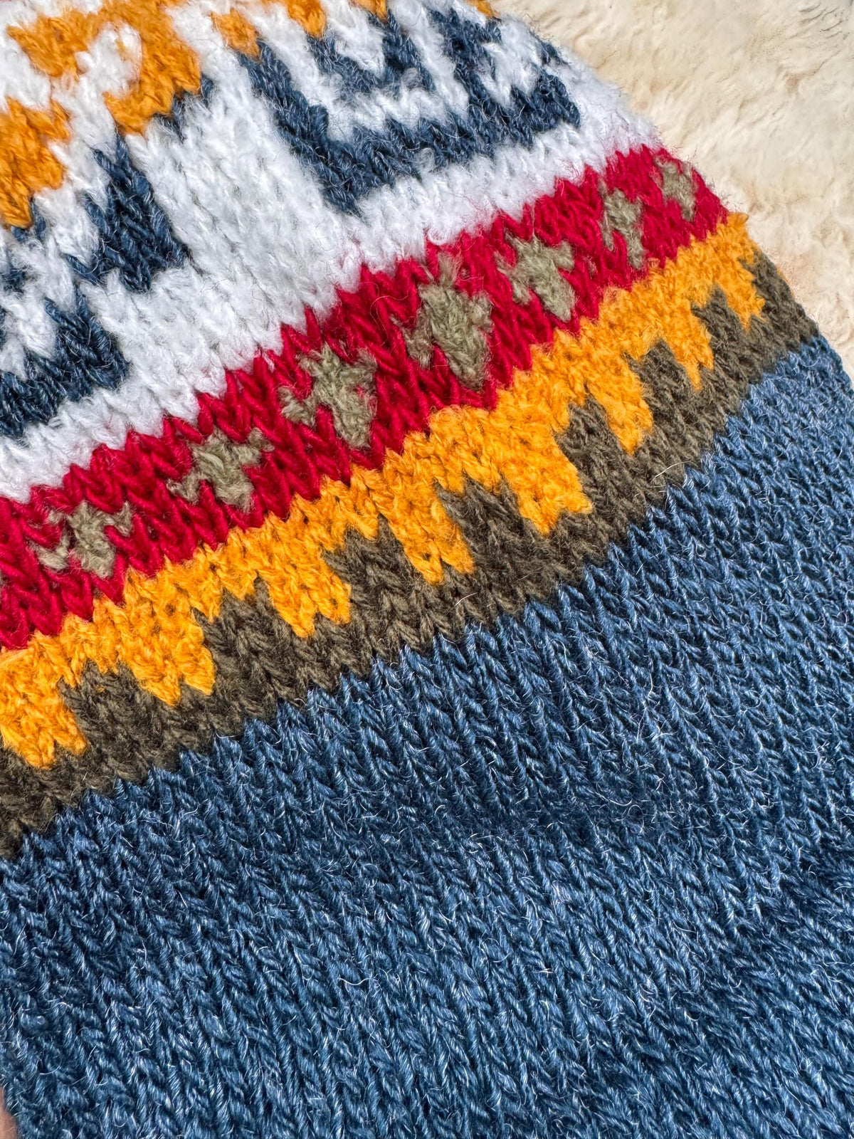 Sparkly Petrol Blue Fair Isle Alpaca Slouch Beanie, photo 5