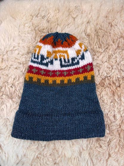 Sparkly Petrol Blue Fair Isle Alpaca Slouch Beanie, photo 4