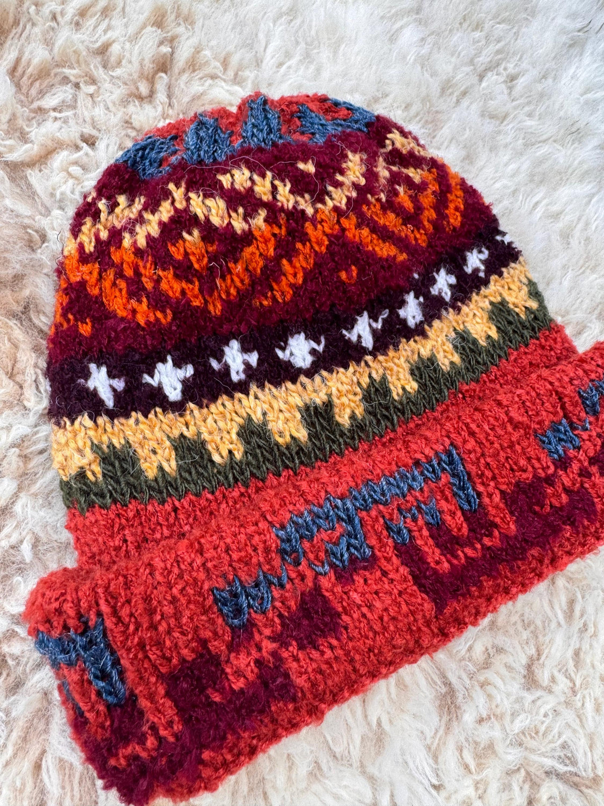 Terracotta Fair Isle Alpaca Slouch Beanie, photo 5