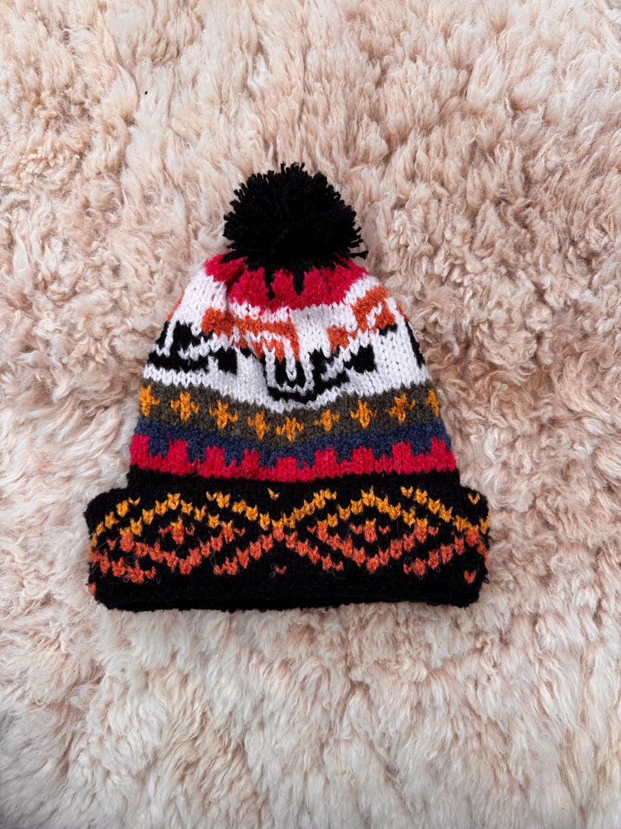 Black Fair Isle Alpaca Bobble Hat
