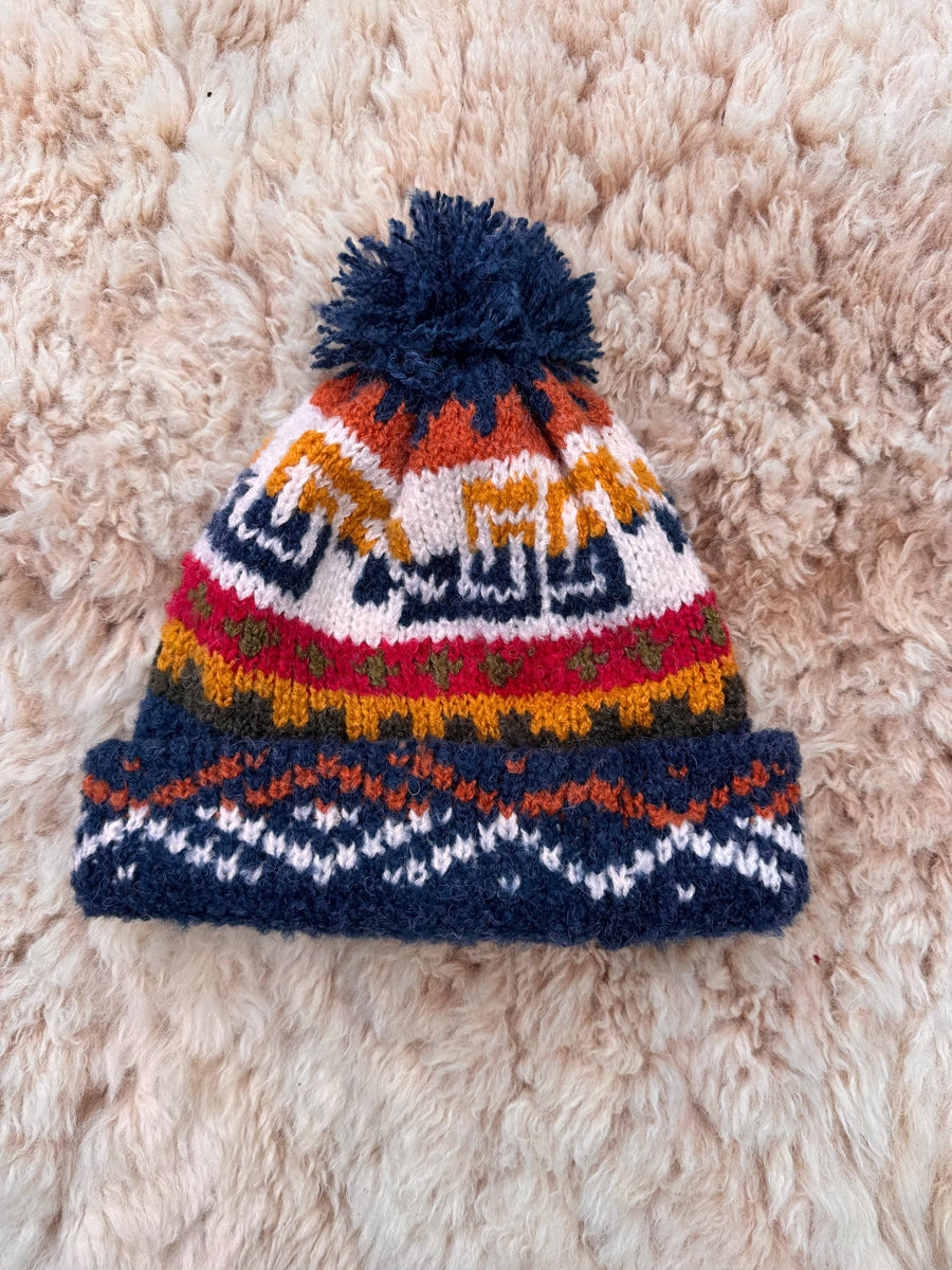 Navy Fair Isle Alpaca Bobble Hat