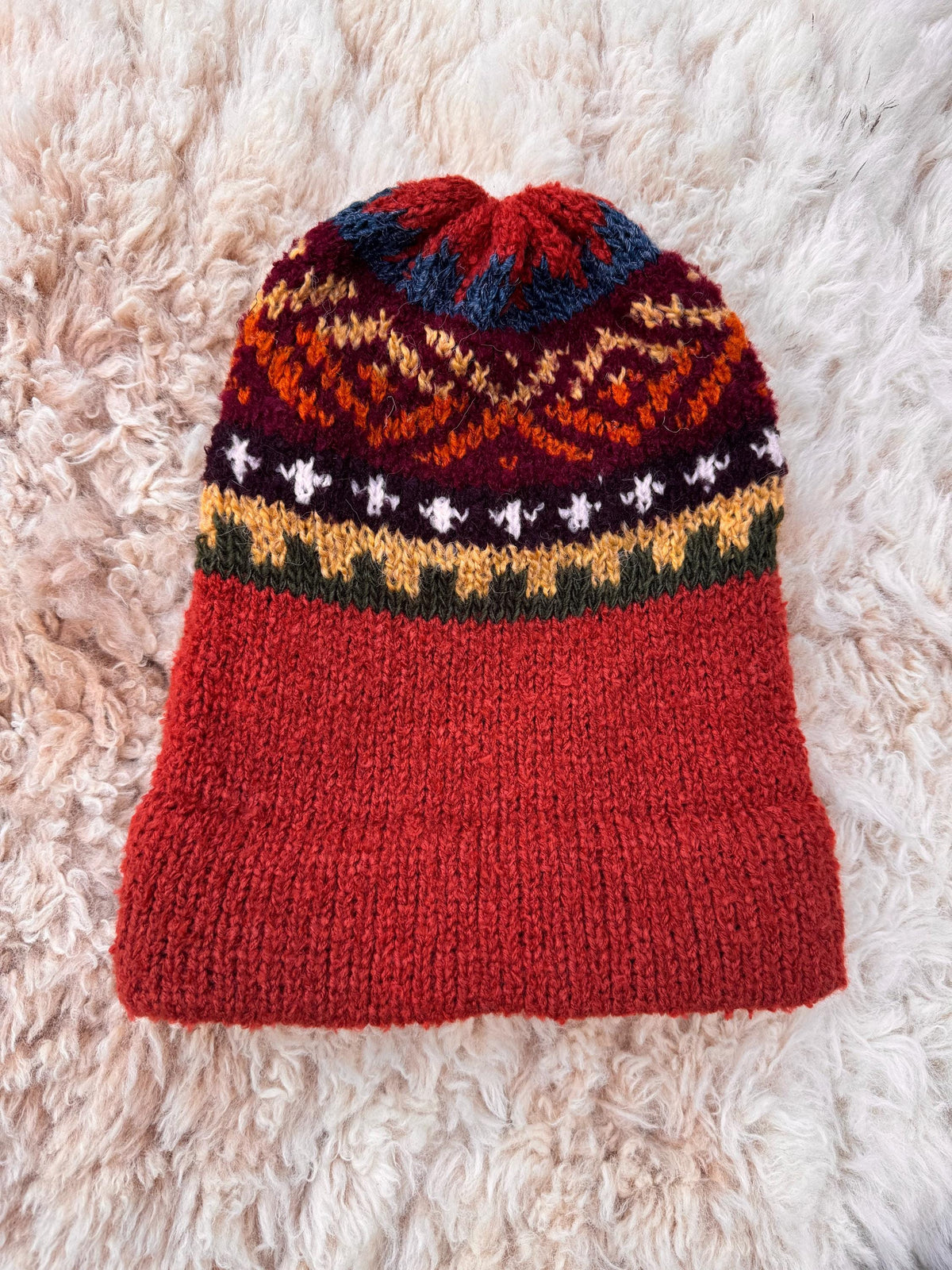 Terracotta Fair Isle Alpaca Slouch Beanie, photo 4