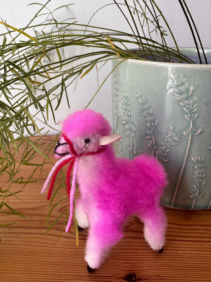 Pink Alpaca Wool Llama Ornament, photo 3