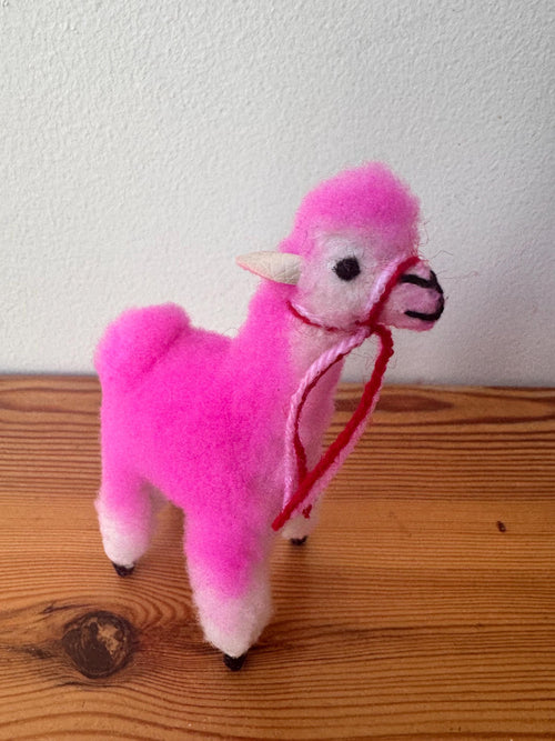 Pink Alpaca Wool Llama Ornament