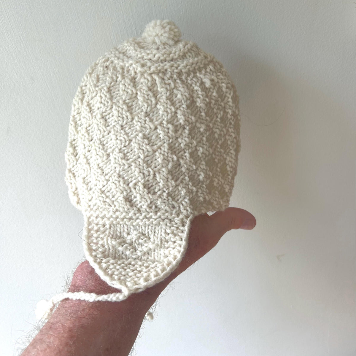 Cream Hand-Knitted Pure Alpaca Baby Hat (6-12 Months), photo 2