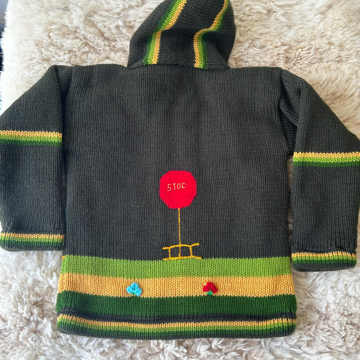 Forest Green Train Appliqué Kids Cardigan, photo 2