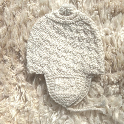 Cream Hand-Knitted Pure Alpaca Baby Hat (6-12 Months)