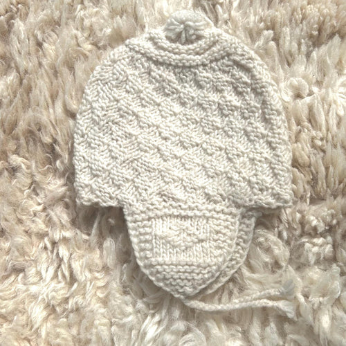 Cream Hand-Knitted Pure Alpaca Baby Hat (6-12 Months)