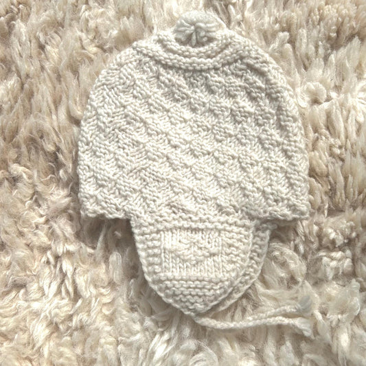 Cream Hand-Knitted Pure Alpaca Baby Hat (6-12 Months)