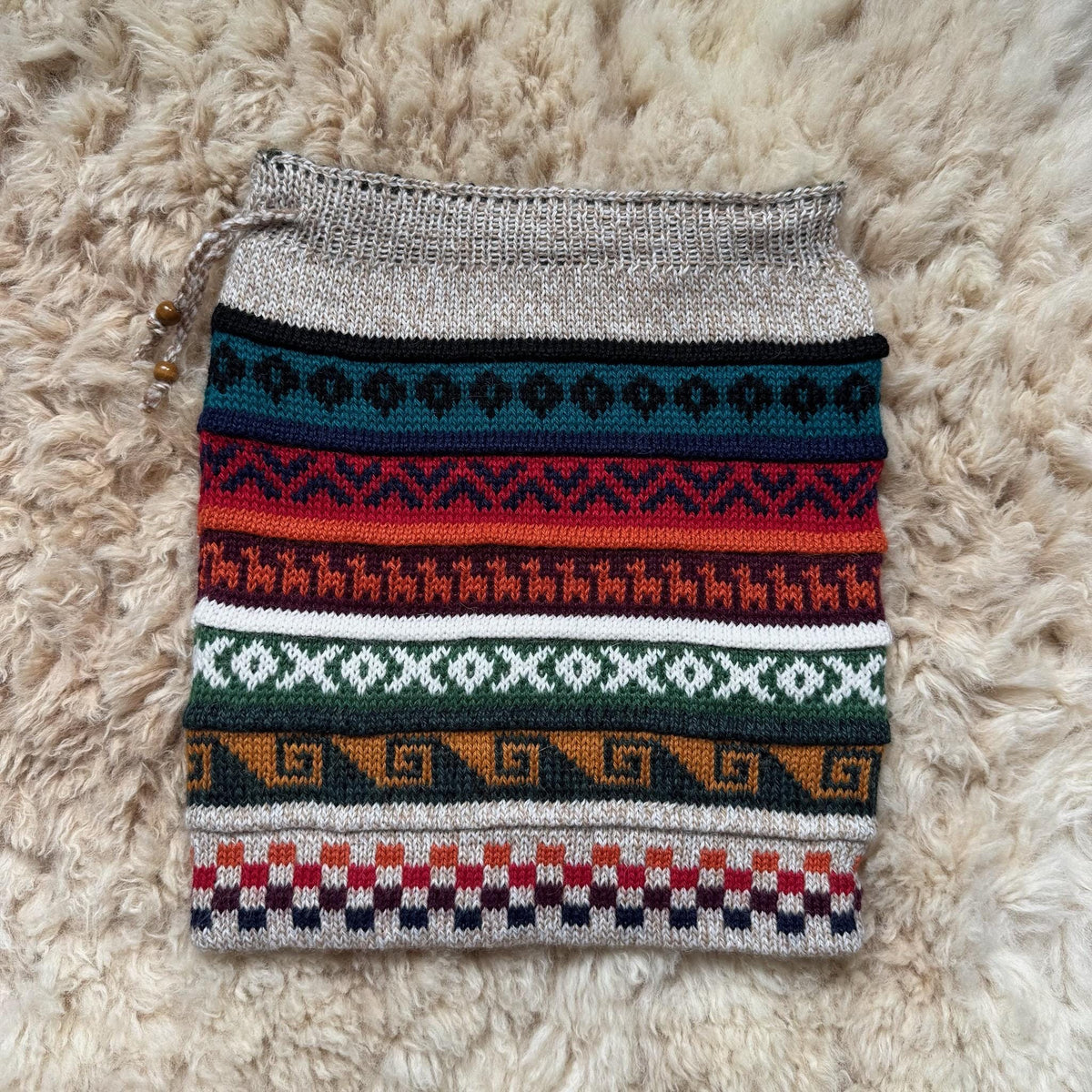 Natural Tones Reversible Alpaca Ski Snood & Slouch Hat