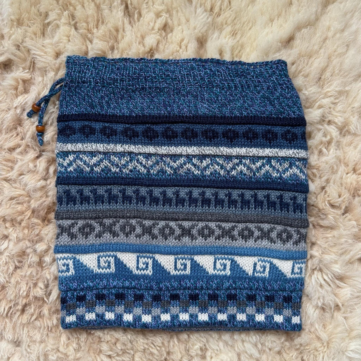 Blue Reversible Alpaca Ski Snood & Slouch Hat, photo 6