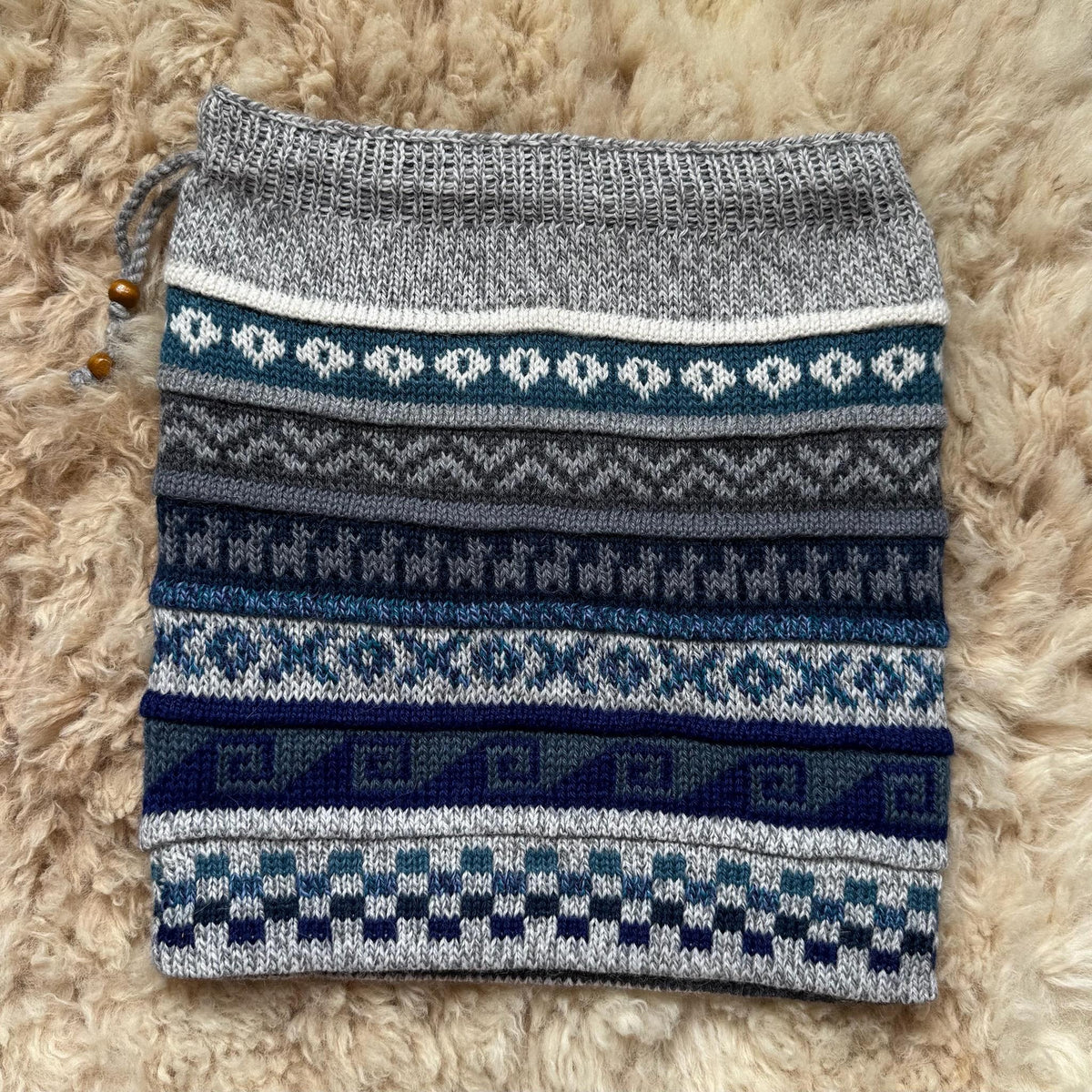 Grey Reversible Alpaca Ski Snood & Slouch Hat, photo 5