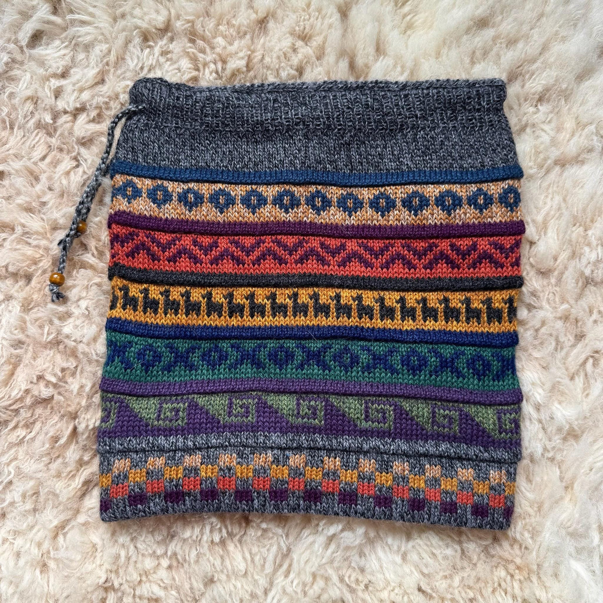 Grey Reversible Alpaca Ski Snood & Slouch Hat, photo 8