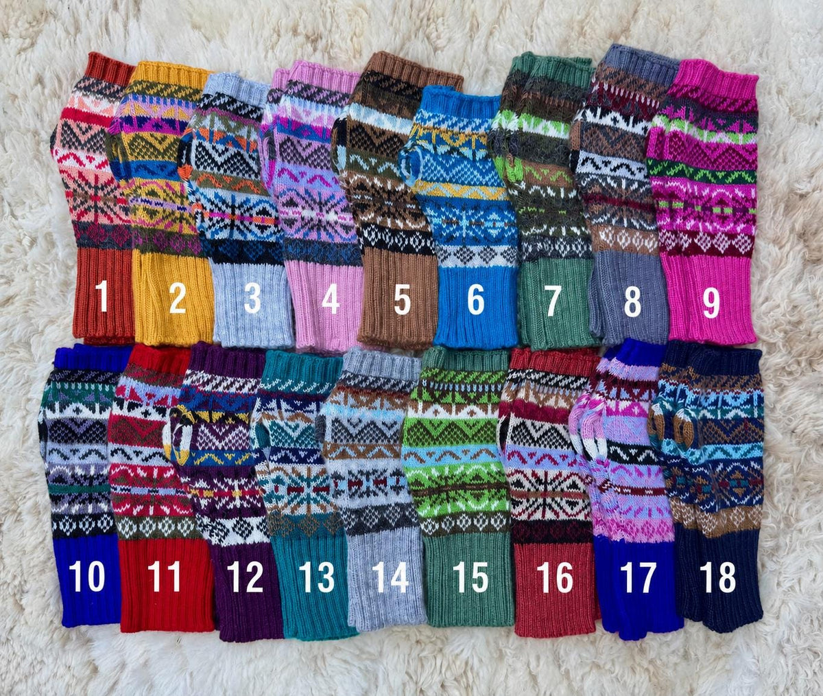 Fair Isle Alpaca Fingerless Gloves - Choose Your Colour, photo 3