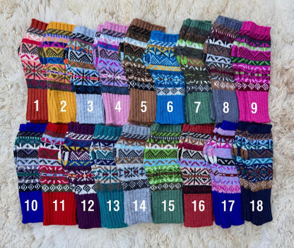 Fair Isle Alpaca Fingerless Gloves - Choose Your Colour, photo 3