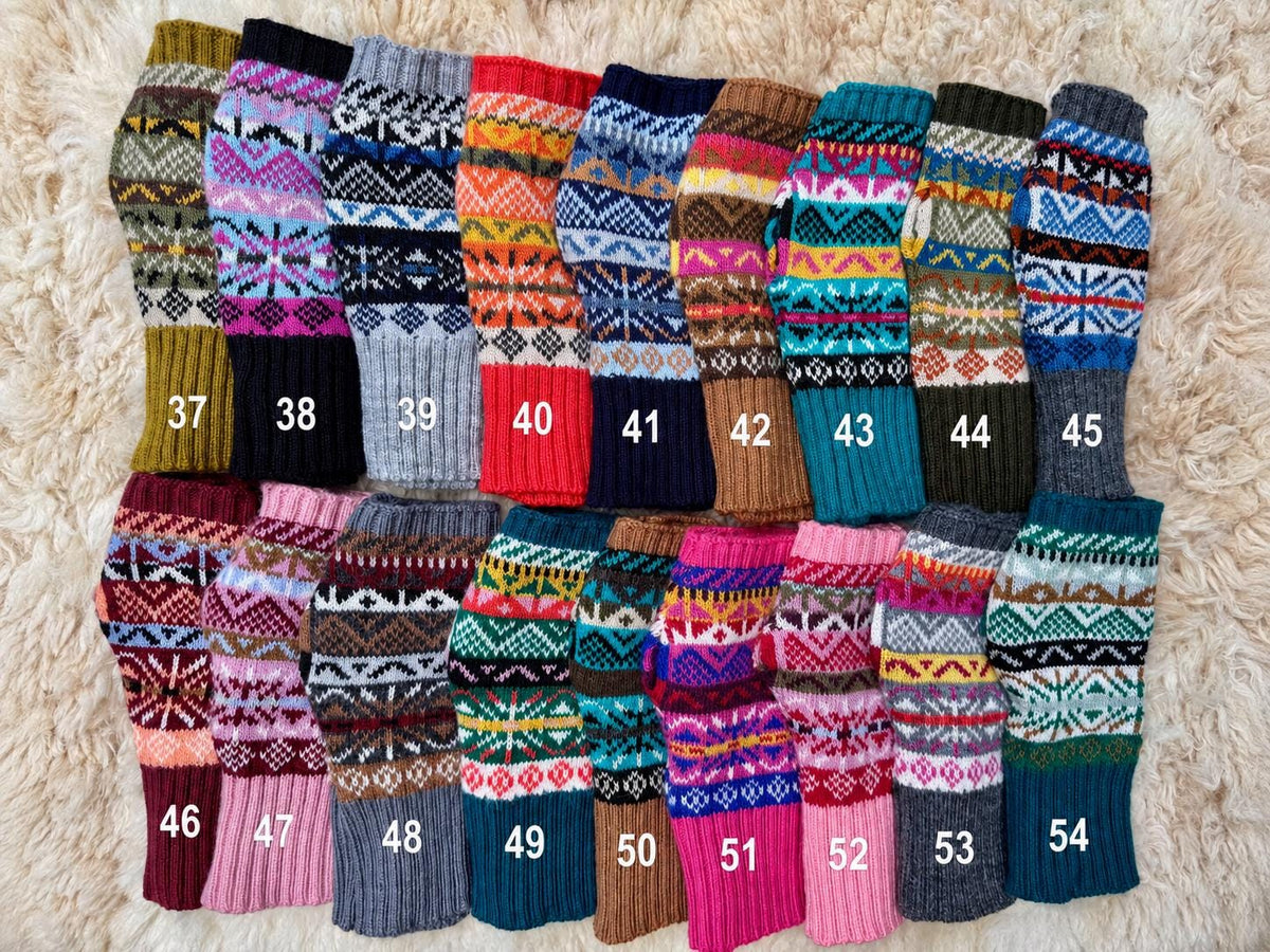 Fair Isle Alpaca Fingerless Gloves - Choose Your Colour, photo 5