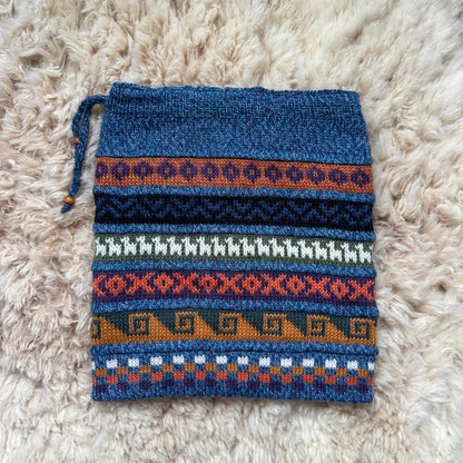 Blue Reversible Alpaca Ski Snood & Slouch Hat