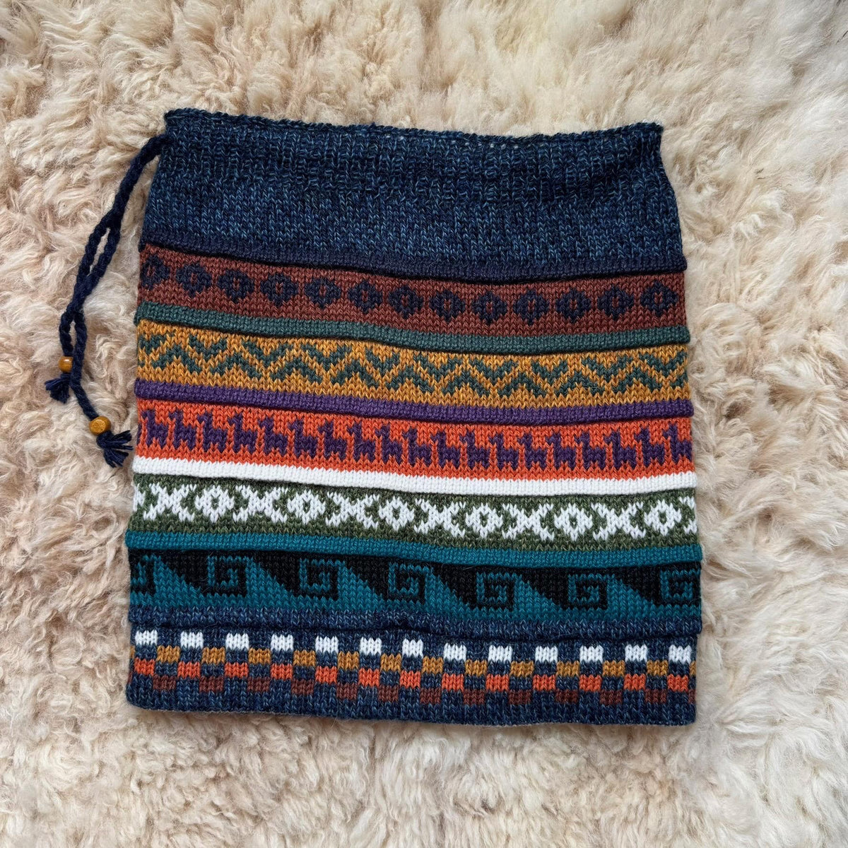 Blue Reversible Alpaca Ski Snood & Slouch Hat, photo 9