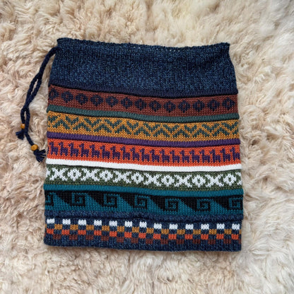 Blue Reversible Alpaca Ski Snood & Slouch Hat, photo 9