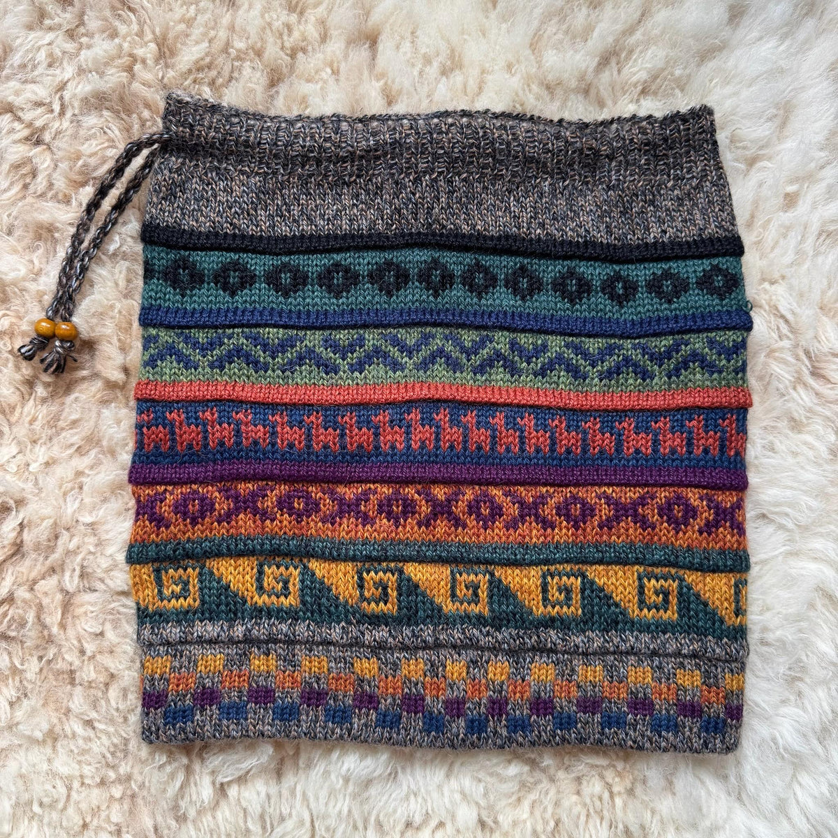 Grey Reversible Alpaca Ski Snood & Slouch Hat, photo 9