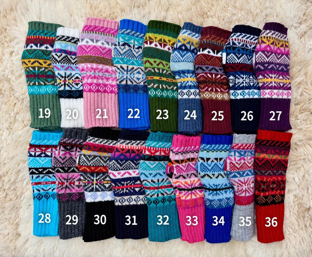 Fair Isle Alpaca Fingerless Gloves - Choose Your Colour, photo 4