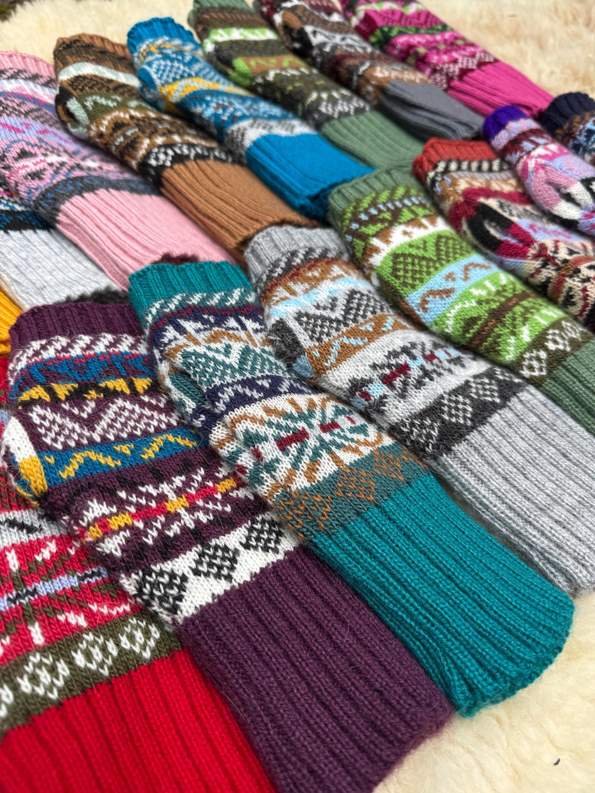 Fair Isle Alpaca Fingerless Gloves - Choose Your Colour, photo 10