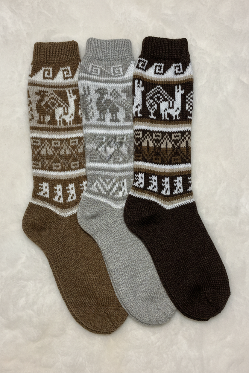 Llama Pattern Long Alpaca Wellie Socks