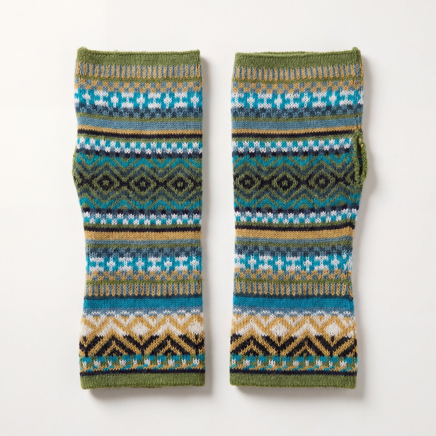 Pink Alpaca Fingerless Gloves - Fair Isle Style
