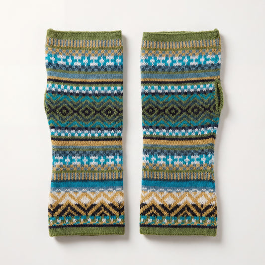 Pink Alpaca Fingerless Gloves - Fair Isle Style